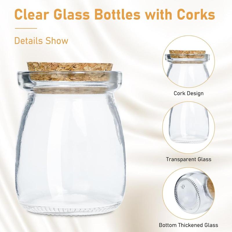 4Count Empty Glass Jars with Cork Stoppers Clear Glass Bottle Mini Vases Jars Message Wish Bottle for DIY Art Crafts Projects Decoration Party Supplies Wedding(Pudding Shape)