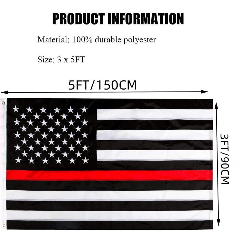 Firefighter Flag, 1 Count American Flag with 2 Brass Grommets, Durable Flag for Home and Public Space Decoration