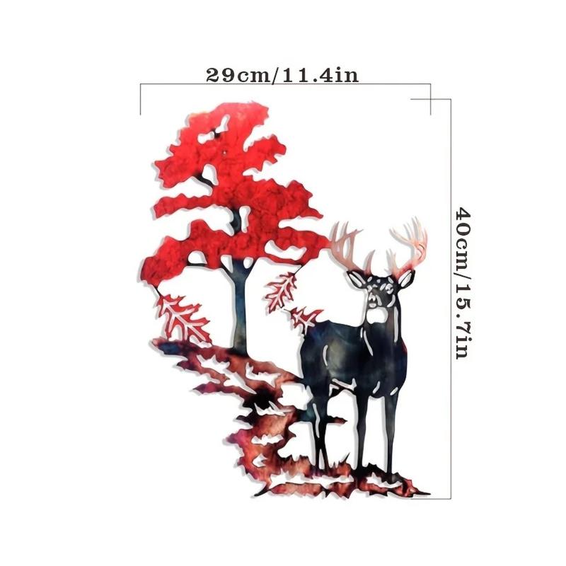 Deer & Tree Pattern Wall Art, 1 Count Creative Wall Decor, Iron Wall Hanging Decor for Home Living Room Bedroom