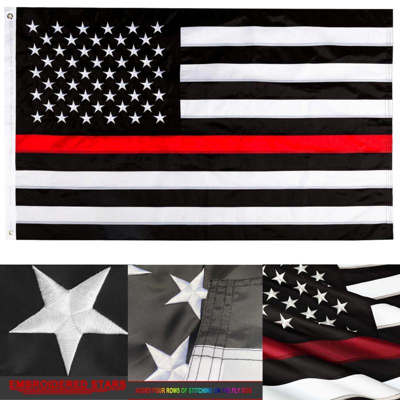 Firefighter Flag, 1 Count American Flag with 2 Brass Grommets, Durable Flag for Home and Public Space Decoration