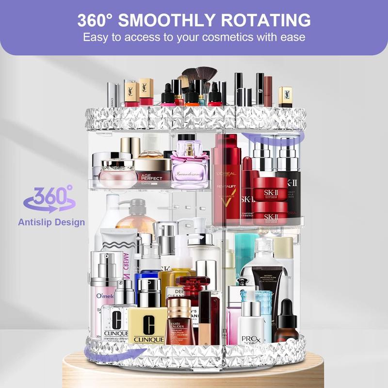 Chrismas gift for families or friends 360 Rotating Makeup Racks Large Capacity Cosmetics Racks Beauty Organizer Clear Cosmetic Storage Display Case with 8 Layers and Detachable Shelves for Bedroom Dresser