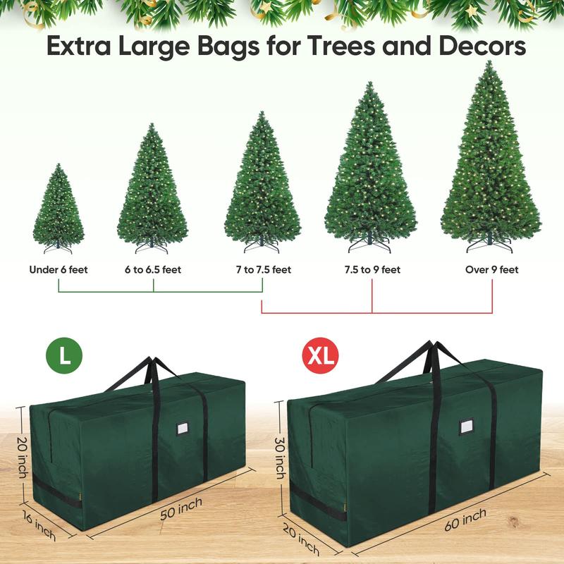 7.5 ft Extra Large Christmas Tree Storage Bag With Reinforced Handles and Dual Zippers for Wide Opening (Green)