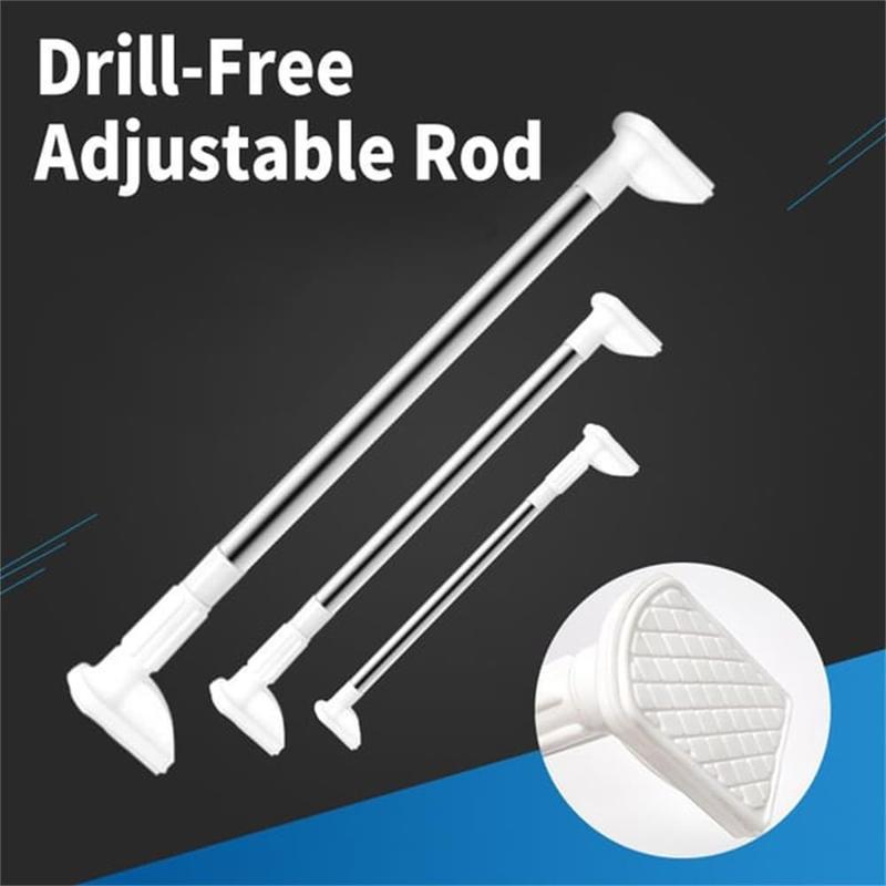 Drill-Free Adjustable Rod, 50 to 80cm  Adjustable Stainless Steel Spring Tension Curtain Rod, 1.26 Inch Diameter No Drilling Non-Slip Curtain Rods For Bathroom, Window, Closet, Room Divider