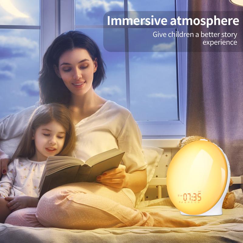 Hatch Alarm Clock Heavy Sleepers Wake Up Light Sunrise Alarm Clock Heavy Sleepers, Bedroom, with Sunrise Simulation, Sleep Aid, Dual Alarms, FM Radio, Snooze, Nightlight, Daylight, 7 Colors, 7 Natural Sounds, Ideal for Gift Decor