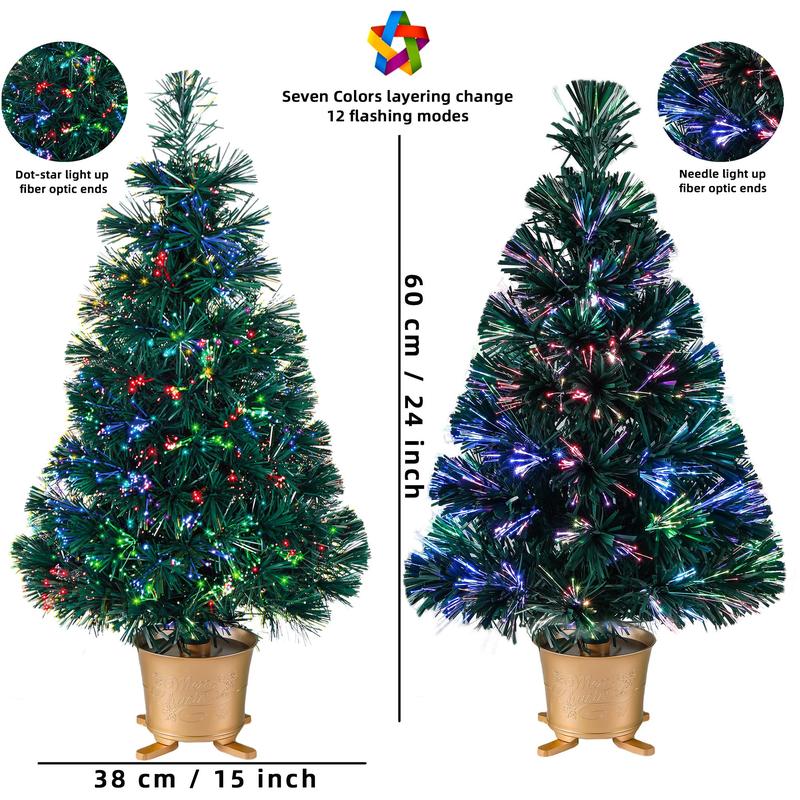 24 Inch LED Light Up Christmas Tree, 1 Count USB Powered Color Changing Desktop Decoration Tree, Festive Decorations for Home Living Room Bedroom