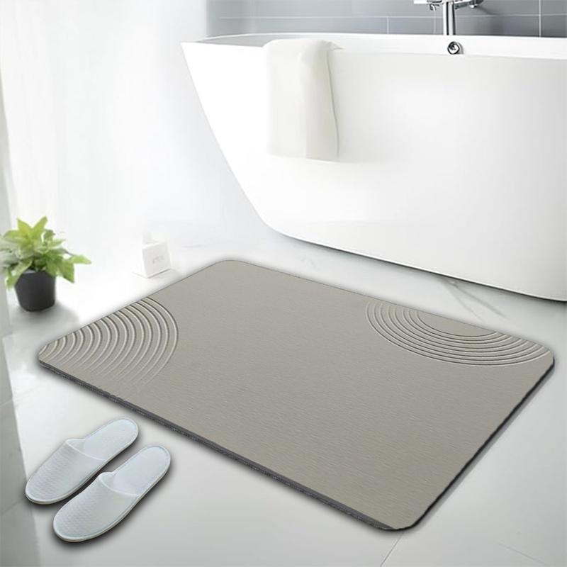 Diatomaceous Earth Stone Bath Mat, Non-Slip, Super Absorbent, Quick Drying, Large Natural Shower Mat, Easy to Clean (23.6x15.4