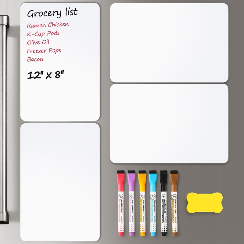 4 PACK Magnetic Dry Erase Board Sheet for Fridge, 12