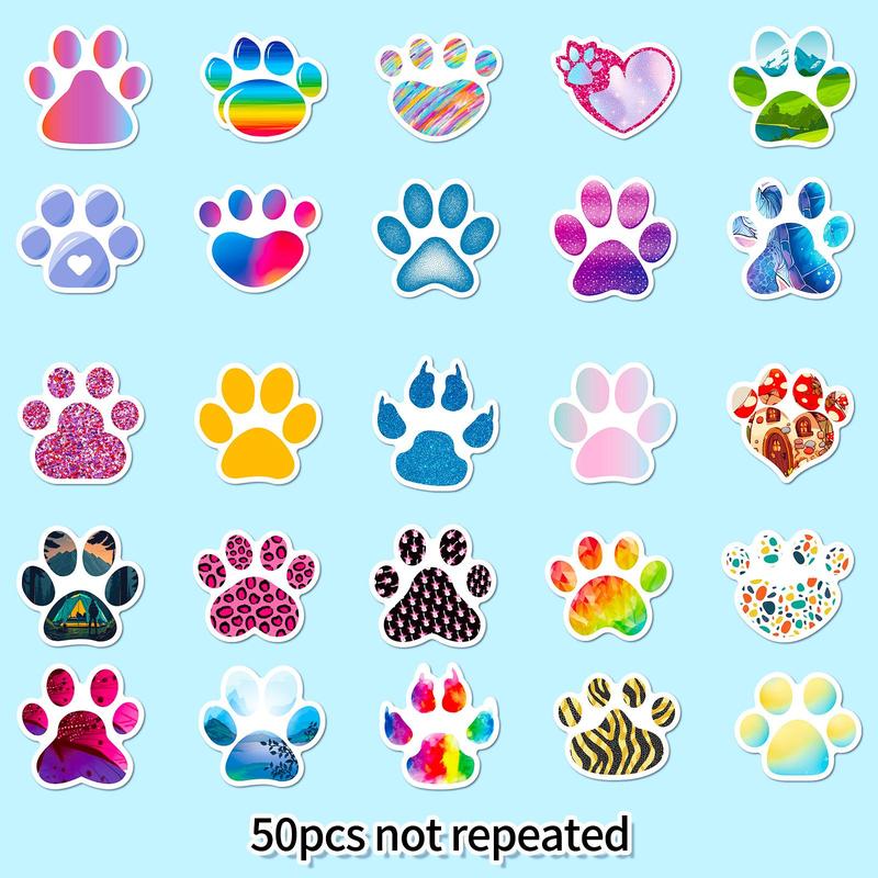 Cartoon Paw Pattern Graffiti Sticker, 50pcs Waterproof Self Adhesive Decal, DIY Creative Paster for Gifts Bottle Scrapbook Phone Case Guitar