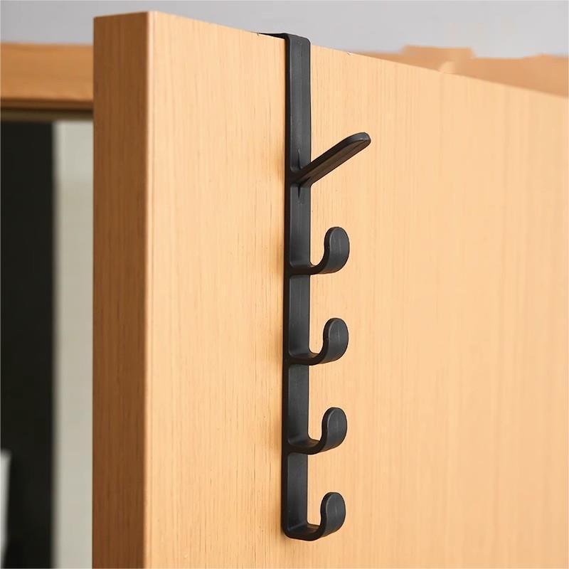 Door Back Hook, 1 Count 5-hook Hanging Storage Rack, Punch-free Coat Rack, Storage Organizer for Bedroom, Closet Wardrobe Home Dorm, Boyfriend Gift