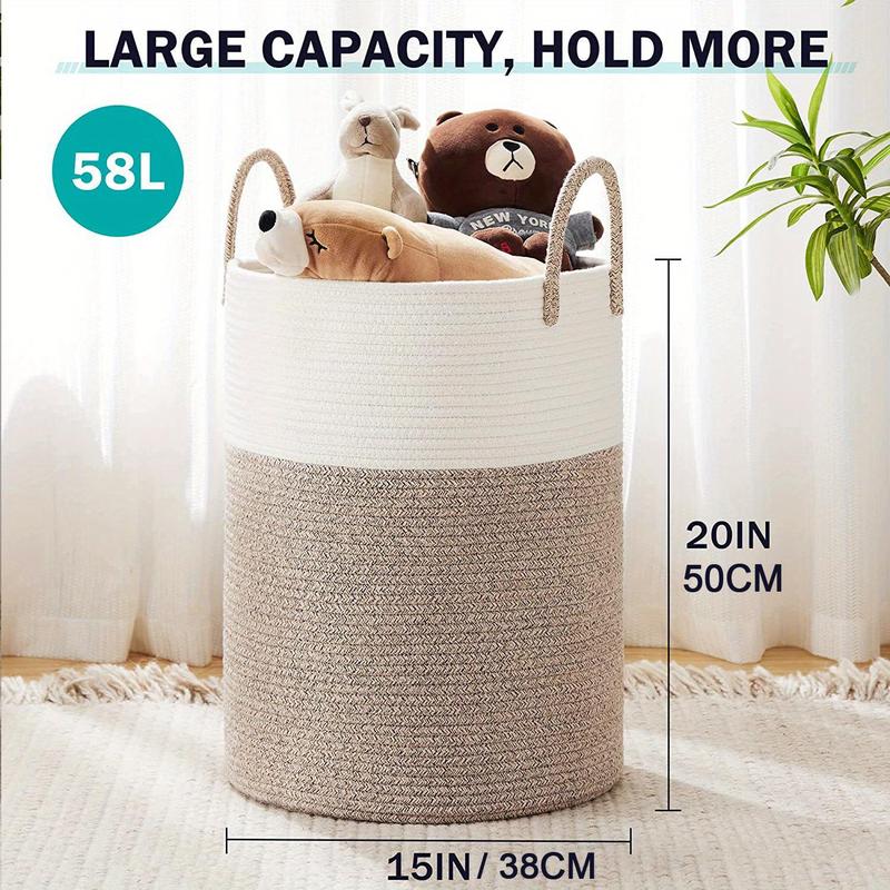 Tall Laundry Hamper, Large Capacity Laundry Basket with Handle, Woven Storage Basket, Dirty Clothes Hamper for Living Room, Bedroom, Laundry Room