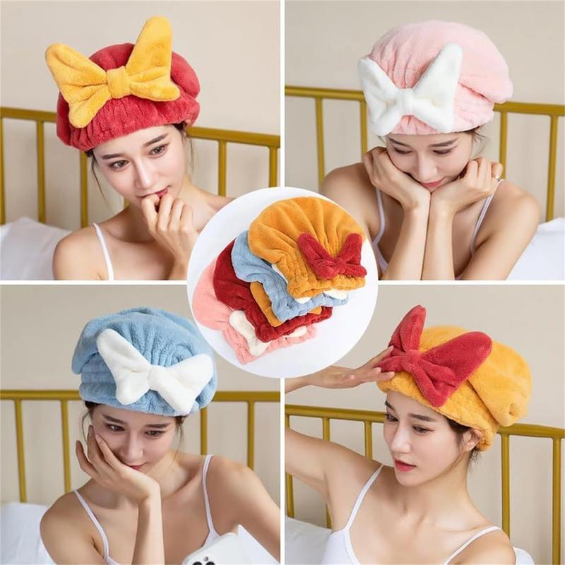 GDSAFS Super Absorbent Hair Towel Wrap for Wet Hair, Microfiber Hair Towel Wrap, Quick-Drying Thickened Soft Bow Tie Hair Towel Wrap Dry Turban, Wet Hair Towel Wrap for Women