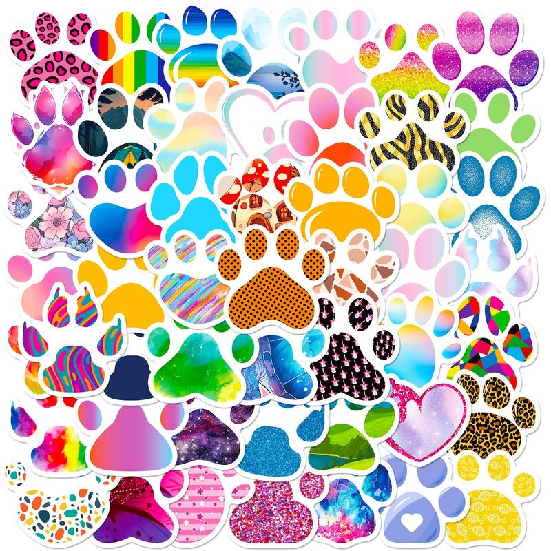 Cartoon Paw Pattern Graffiti Sticker, 50pcs Waterproof Self Adhesive Decal, DIY Creative Paster for Gifts Bottle Scrapbook Phone Case Guitar