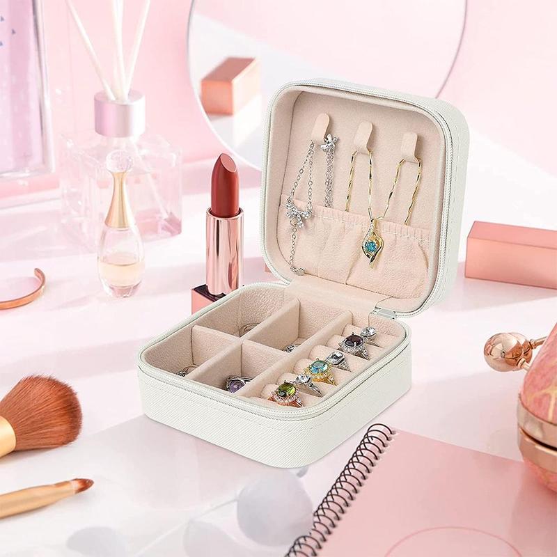 Letter Pattern Jewelry Storage Box, 1 Count Earring Ring Necklace Cosmetics Storage Case with Zipper, Dustproof Jewelry Organizer for Home & Travel