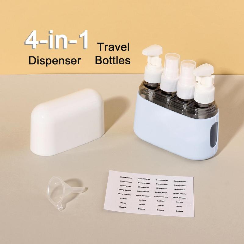 4 in 1 Travel Bottle Set, 1 Set Empty Refillable Travel Lotion Dispenser Bottle, Cosmetic Toner Shampoo Subpackage Bottle for Home and Travel