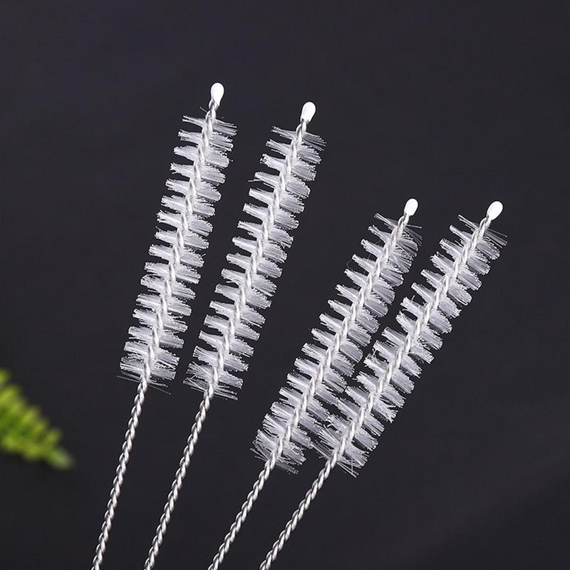 10pcs Long Handle Straw Brush, Stainless Steel Flexible Reusable Straw Cleaning Brush