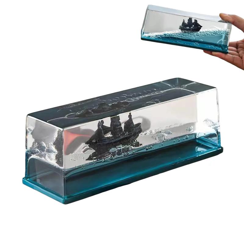 Cruise Ship Fluid Drift Bottle, Unsinkable Boat in a Box, Titanic Model Liquid Wave Decoration, Unsinkable Cruise Ship Toy for Car Display Cases & Gifts Home Decoration Toys Gift Ornaments