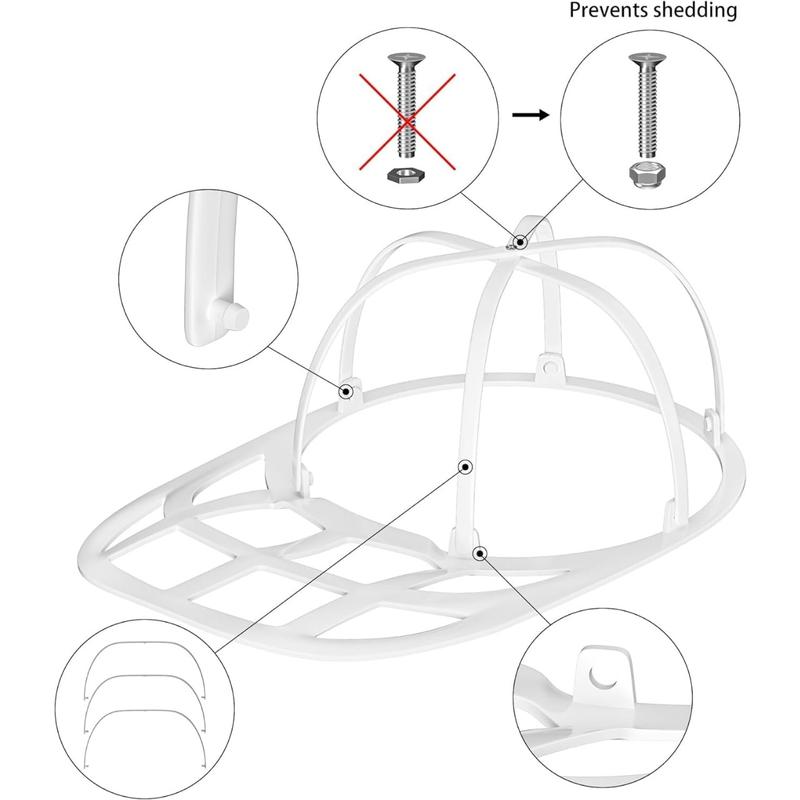 Hat Washer Cage for Baseball Caps, Sturdy Cleaning Protector with Frame Cage and Laundry Bag, Washing Machine Safe Hat Cleaner and Organizer 1Pack,White