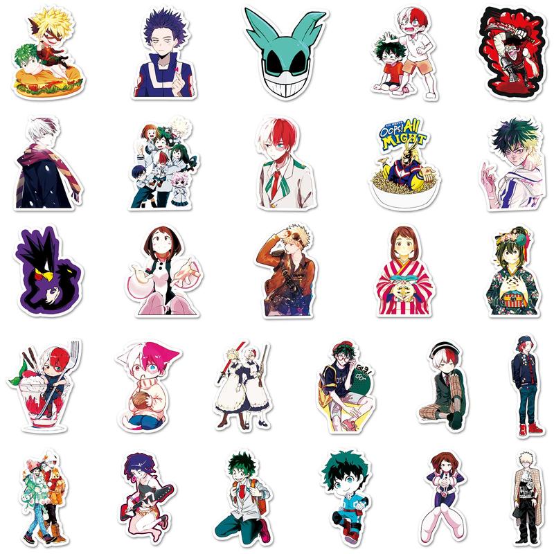 My Hero Academia Sticker, 56pcs set Waterproof Self Adhesive Decor Paper, Decor Sticker for Gift Greeting Card Water Bottle Laptop Phone