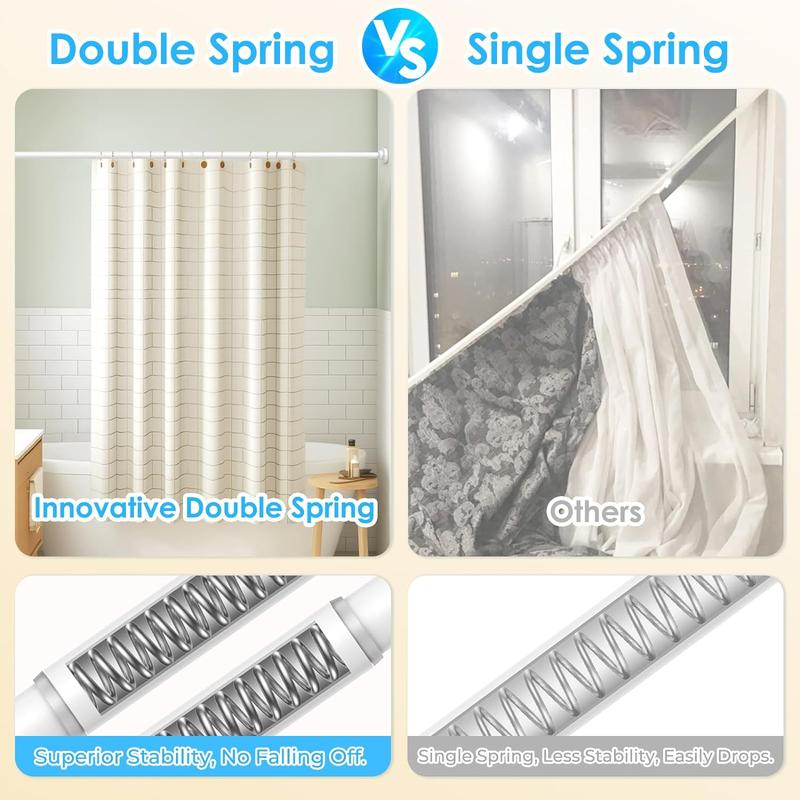 Shower Curtain Rod, Adjustable 41-75 Inch Spring Tension Shower Rod, 1