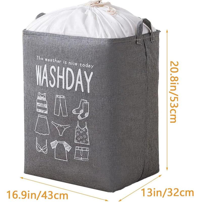 Large Laundry Basket, 1 Count Foldable Storage Laundry Hamper with Drawstring Cover, Waterproof Linen Toy Clothes Storage Bag for Home & Hotel