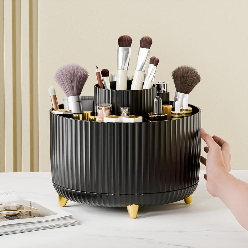 360° Rotate Makeup Brush Holder Organizer with Gift Box for Vanity, Desktop, Bathroom - Makeup Storage and Skincare Organization