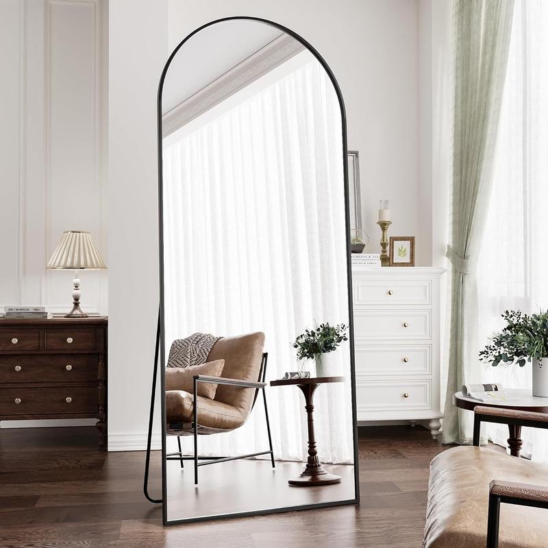 TinyTimes Full Length Mirror, Arched Floor Mirror with Stand, Full Body Mirror, Wall Mirror, Modern & Contemporary Full Length Mirror, Aluminum Alloy Frame Decor Room