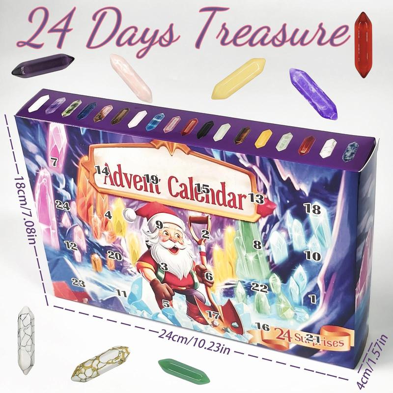 Advent Calendar, 1 Set 24 Days Christmas Countdown Calendar, Crystals Healing Stones Kit, Party Gifts for Friends, Favor Gifts