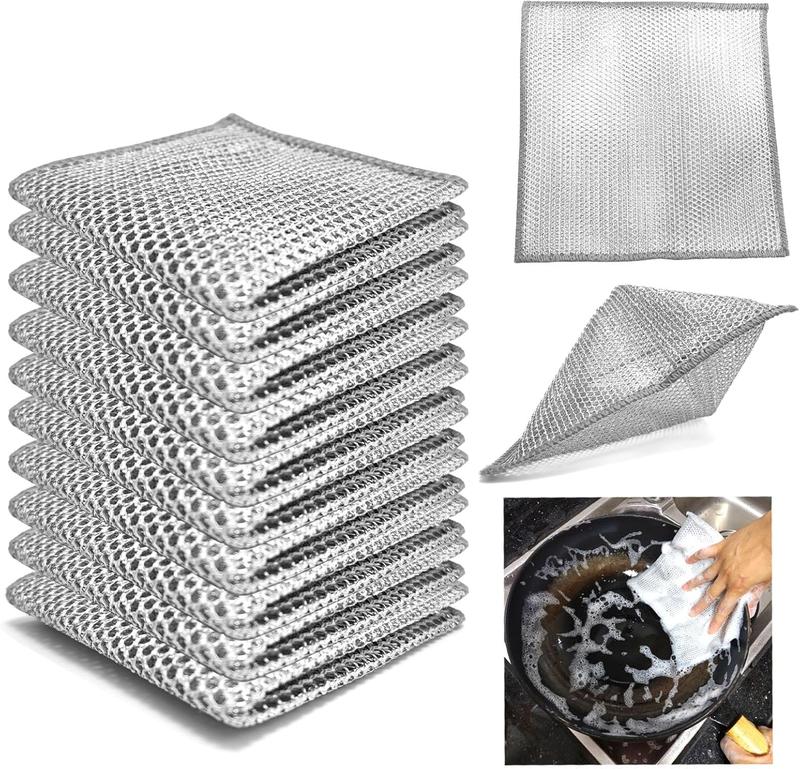 Double Anti-scratch, Cloth Cleaning Steel kitchen rag, Dishwashing Rags,non-scratch wire dishcloth dish towel multipurpose  wire miracle Mesh Wipe