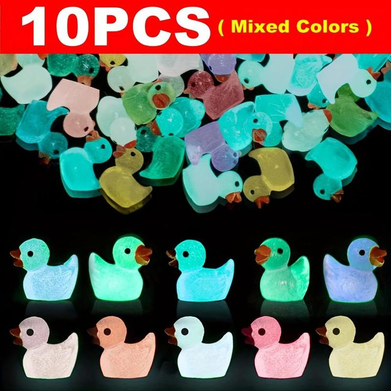 Mini Luminous Duck Sculpture, 10pcs 20pcs 40pcs 100pcs Counts Christmas Miniature Luminous Duck Sculpture, DIY Decorative Ornament for Car, Back To School Micro Landscape, Fall Gift, Thanksgiving, Chrismats Gift Set