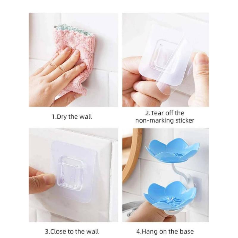 Lotus Shape Soap Organizer Rack, 1 Count 2 Layers Wall Mounted Soap Holder, Drainable Soap Dishes for Home Bathroom