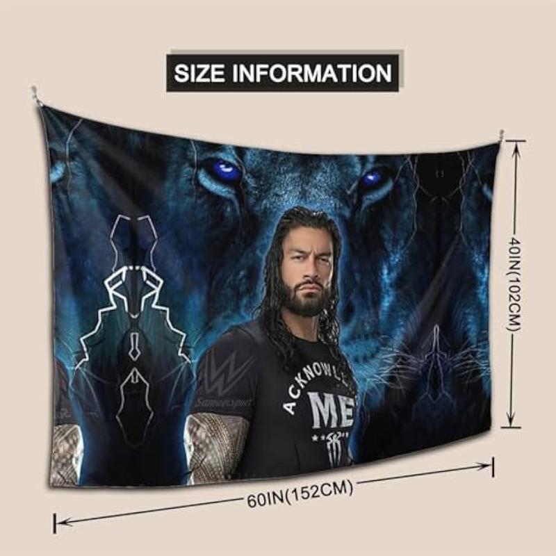 Roman Great Wrestler Reigns Tapestry Wall Hanging Art Poster For Living Room Bedroom Dorm Decorations Porch Hangings Wall Art Banners Window Curtain Picnic Blankets 60x40(inch)