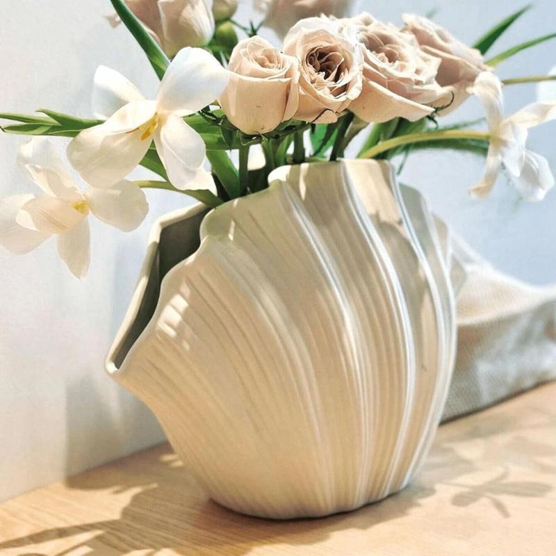 Shell Shaped Ceramic Vase, 1 Count Creative Unique Vase without Flower for Farmhouse Decor, Modern Home Decor, Room Decor, Centerpiece Table Decor