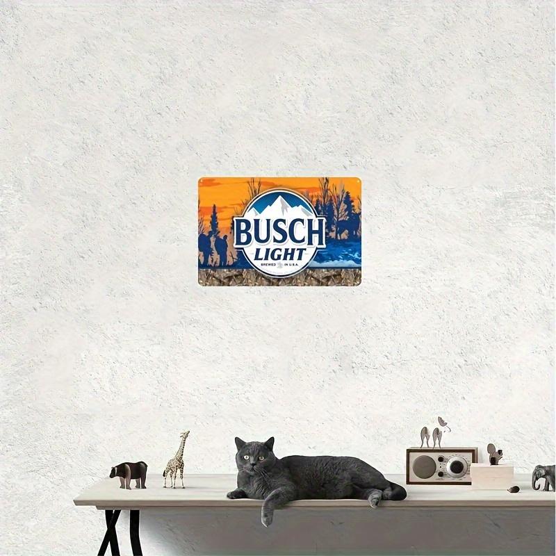 Vintage Busch Light Beer Decorative Tin Sign - Pre-Drilled Iron Wall Plaque, Multipurpose Weatherproof Wall Hanging for Home, Bar, Garden, Office, English Text - 1pc, 8x12 Inch