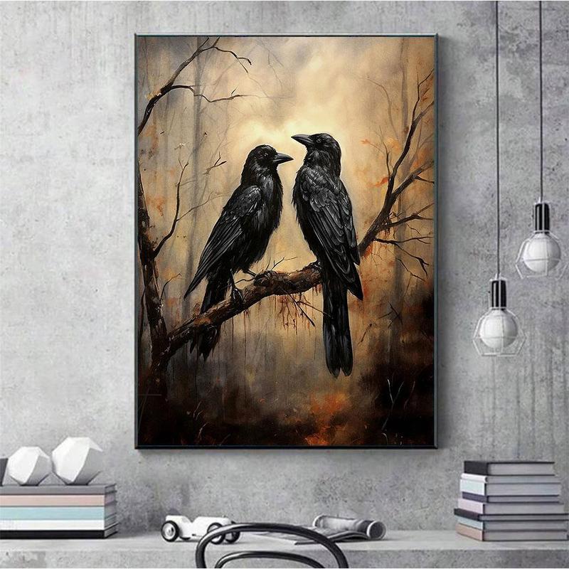 Crow Pattern Canvas Painting without Frame, 1 Count Modern Wall Art Painting, Wall Art Decor for Home Living Room Bedroom Office School