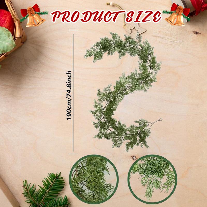 Christmas Norfolk Pine Garland- 6 Ft Dense Pine Realistic Touch Garland Ornament- Greenery Artificial Pine Cypress Garland for Christmas Holiday Mantle Fireplace Table Home Decor