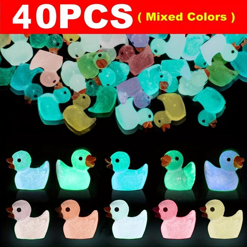 Mini Luminous Duck Sculpture, 10pcs 20pcs 40pcs 100pcs Counts Christmas Miniature Luminous Duck Sculpture, DIY Decorative Ornament for Car, Back To School Micro Landscape, Fall Gift, Thanksgiving, Chrismats Gift Set