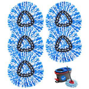 Keepow Mop Heads + Scrub Brush Replacement Set Compatible with Spin Mop and Bucket 2 Tank System