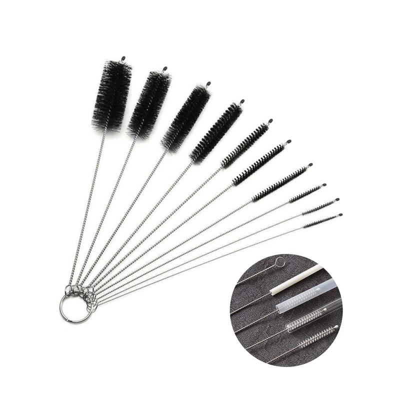 10pcs Straw Cleaner Brush Kit, Stainless Steel Long Pipe Cleaners, Multifunctional Cleaning Tool for Home Kitchen