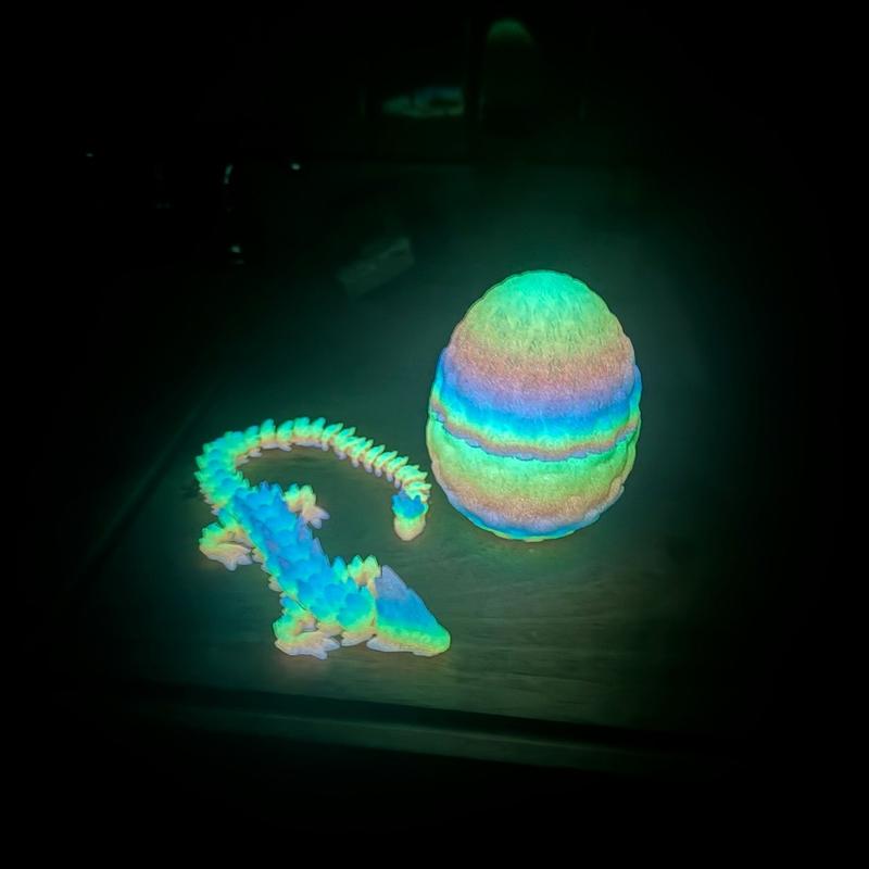 3D Printed Glow In The Dark Rainbow Dragon Decor Gift Figurine by PrintCraft Studios Room Ornaments