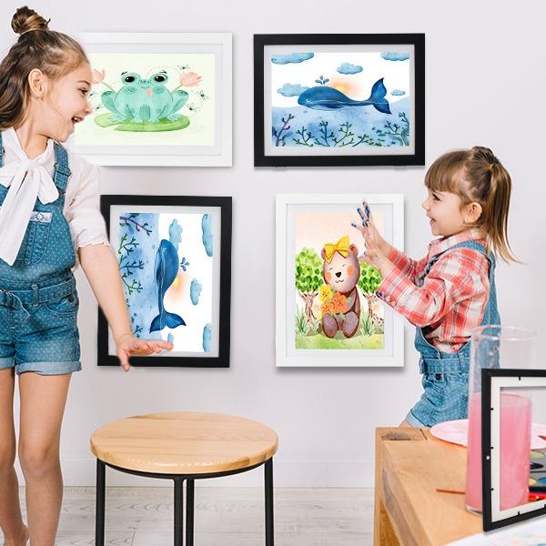 2 Pack Kids Art Frames, 10x12.5 Kids Artwork Frame Changeable Front Opening, Children Storage Frame Hold 50Pcs Crafts, Drawing, Art Projects, Schoolwork Colorful Decor