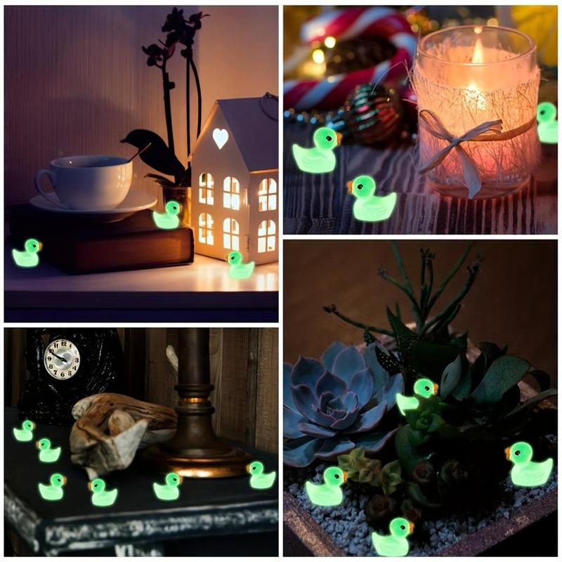 Mini Luminous Duck Sculpture, 10pcs 20pcs 40pcs 100pcs Counts Christmas Miniature Luminous Duck Sculpture, DIY Decorative Ornament for Car, Back To School Micro Landscape, Fall Gift, Thanksgiving, Chrismats Gift Set