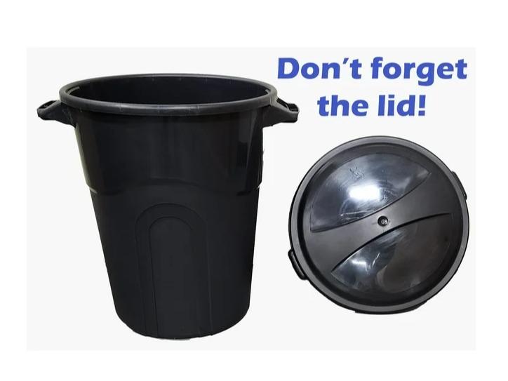 20 Gallon Heavy Duty Plastic Garbage Can, Included Lid, Black