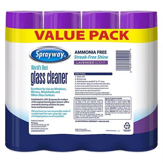 Sprayway Ammonia Free Glass Cleaner, 19 Oz, 4-Pack, - Household Cleaning Supplies Fragrance Perfume