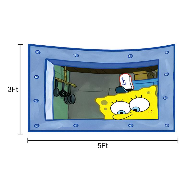 Spongebob Squarepants Funny Flag 3*5ft Cartoon Struggler Tapestry with Brass Grommets for Indoor College Dorm Party Tapestry Art Poster Wall Decor Banner Durable