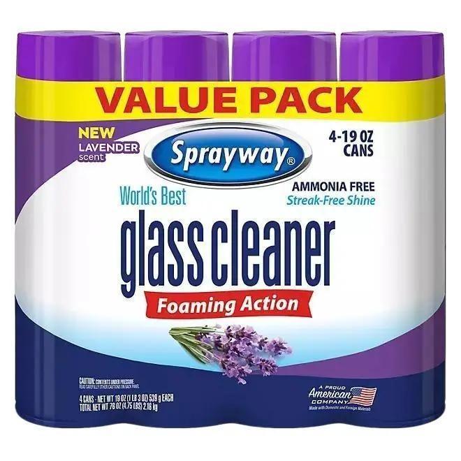 Sprayway Ammonia Free Glass Cleaner, 19 Oz, 4-Pack, - Household Cleaning Supplies Fragrance Perfume