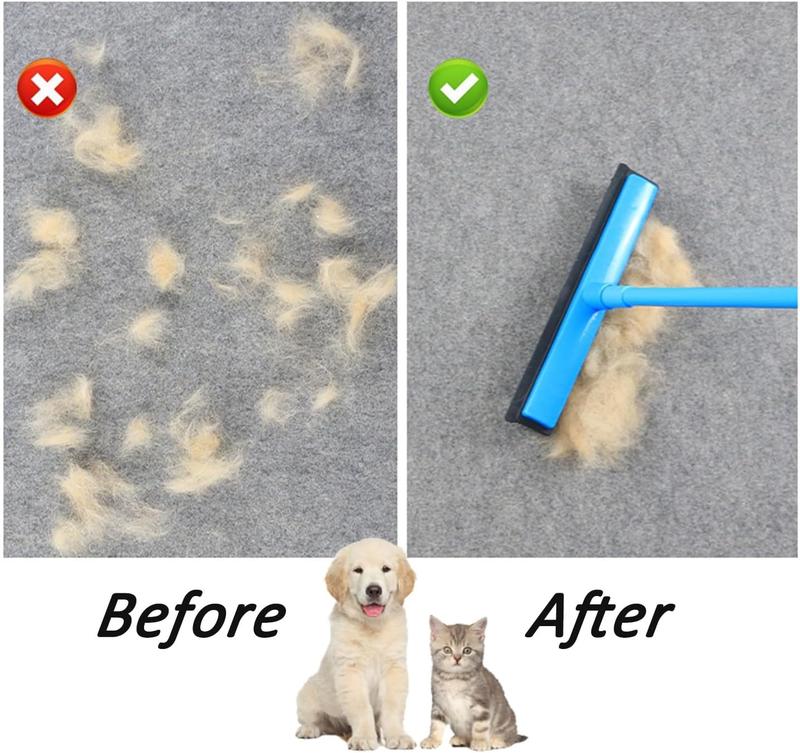 Pet Hair Rubber Broom – Versatile Indoor Cleaning with Carpet Rake & Squeegee Cleaning