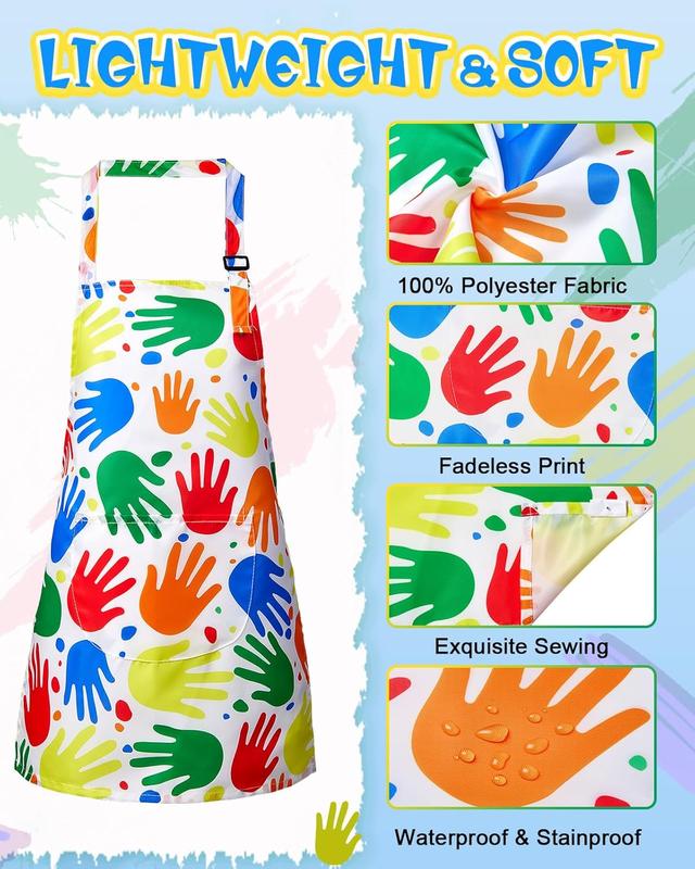 2 Pack  Apron Girls Boys for Cooking,  Art Apron with Pockets for  Painting Cooking Baking