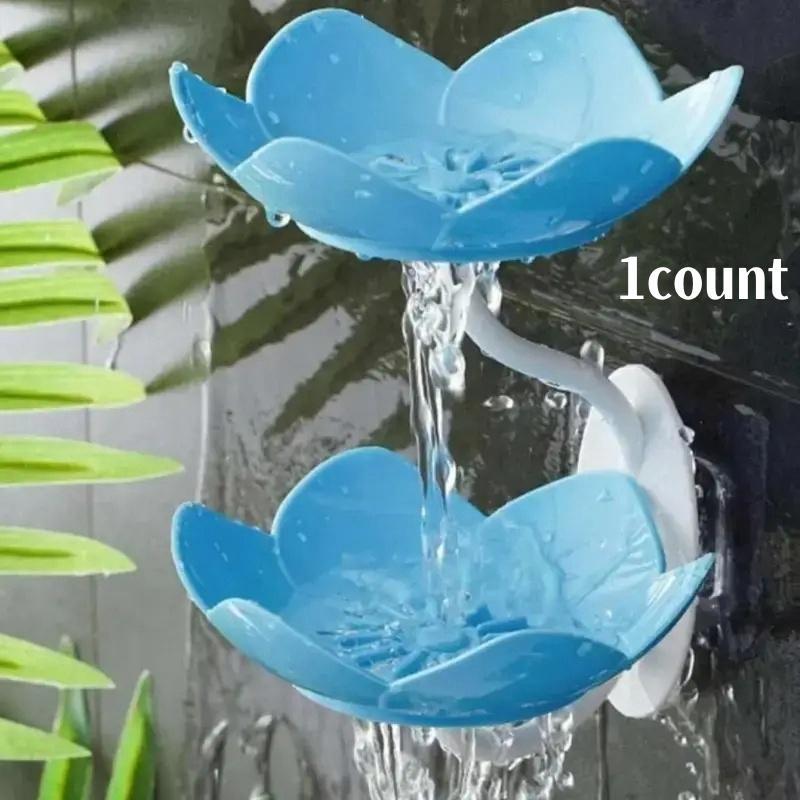 Lotus Shape Soap Organizer Rack, 1 Count 2 Layers Wall Mounted Soap Holder, Drainable Soap Dishes for Home Bathroom