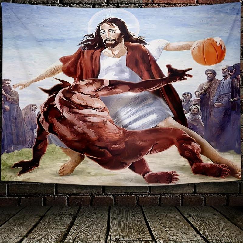 Basketball Tapestry Funny Wall Hanging Polyester Tapestry For Living Room Bedroom Office Home Room Party Decoration