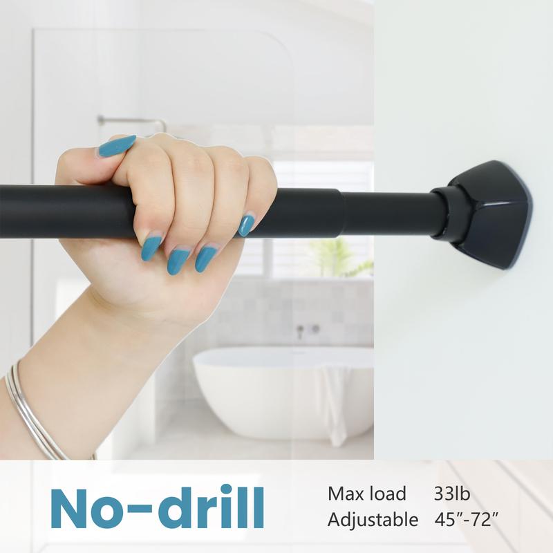 Oxdigi Drill-Free Shower Curtain Rod – 25MM Adjustable Stainless Steel Telescopic Pole, No Punching, for Curtains, Clothes Drying, and Wardrobe